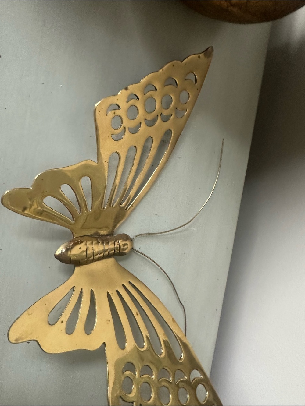 Vintage solid brass butterfly wall hanging